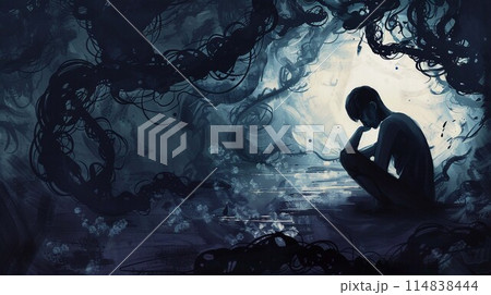 鬱と落胆の感情イメージ 鬱と落胆の感情イメージ 114838444