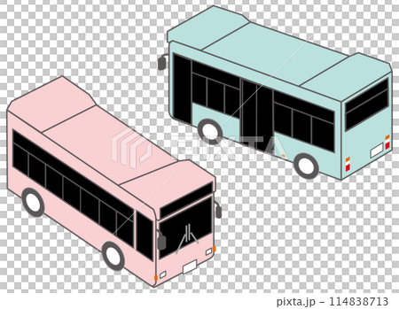Cute illustrations of route buses 2 Cute illustrations of route buses 2 114838713