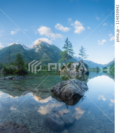 View of Hintersee lake in Berchtesgaden National Park Bavarian Alps, Germany View of Hintersee lake in Berchtesgaden National Park Bavarian Alps, Germany 114839942