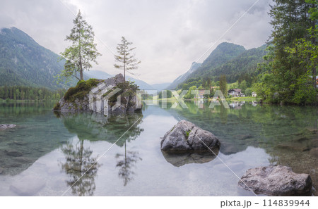 View of Hintersee lake in Berchtesgaden National Park Bavarian Alps, Germany 114839944