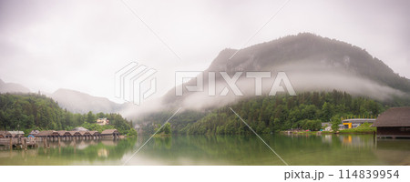 Passenger boat station, pier or dock on Konigsee lake in Berchtesgaden, Germany Passenger boat station, pier or dock on Konigsee lake in Berchtesgaden, Germany 114839954