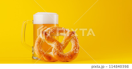 Beer and pretzel 114840398