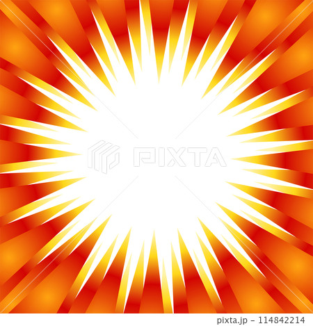 赤と黄色のグラデーションの集中線の素材 114842214