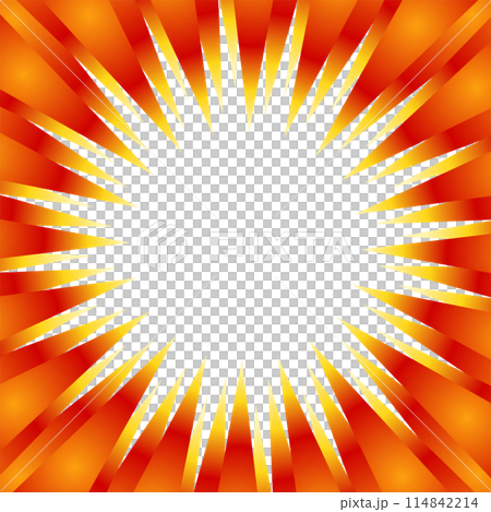 赤と黄色のグラデーションの集中線の素材 114842214