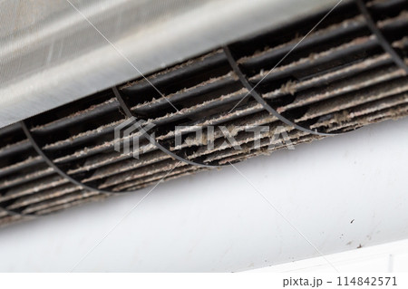 エアコンのファンの汚れ　カビ　ホコリをクローズアップ 114842571