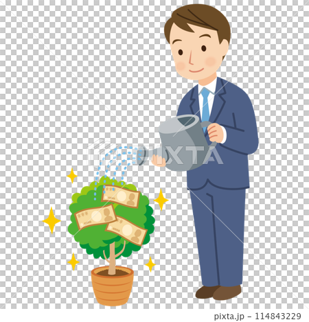 Man watering a money tree Asset management Money Businessman 114843229