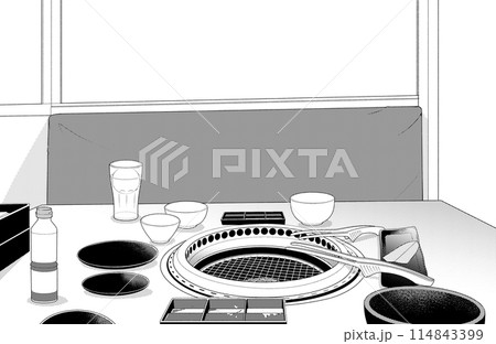 漫画風ペン画イラスト 店舗_焼肉 漫画風ペン画イラスト 店舗_焼肉 114843399