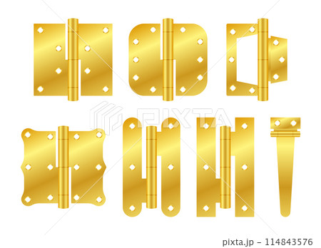 Section of steel door hinges. Classic And Industrial Ironmongery. Metallic equipment for attached. 114843576