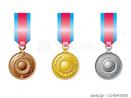 金銀銅のメダルのベクターイラスト 金銀銅のメダルのベクターイラスト 114843858