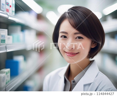優しい女性の薬剤師 114844427