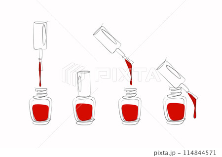Nails polish bottles in linear style white and red 114844571
