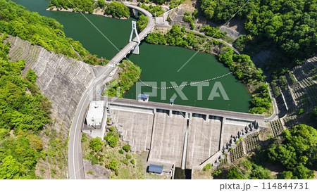 広島県竹原市_貯水率100％【仁賀ダム】ドローン空撮_NIK_No06 114844731