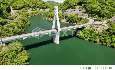 広島県竹原市_貯水率100％【仁賀ダム】ドローン空撮_NIK_No15 114844830
