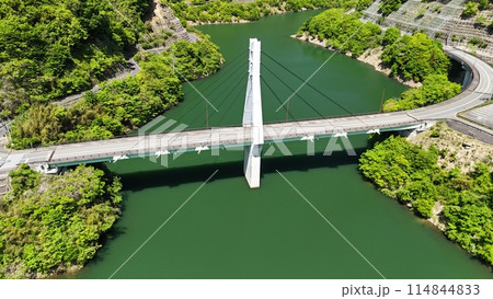 広島県竹原市_貯水率100%【仁賀ダム】ドローン空撮_NIK_No17 広島県竹原市_貯水率100%【仁賀ダム】ドローン空撮_NIK_No17 114844833