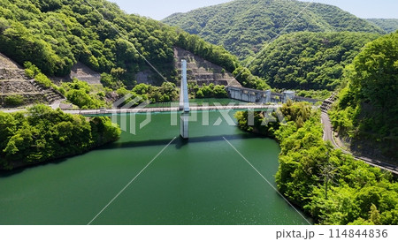 広島県竹原市_貯水率100%【仁賀ダム】ドローン空撮_NIK_No19 広島県竹原市_貯水率100%【仁賀ダム】ドローン空撮_NIK_No19 114844836