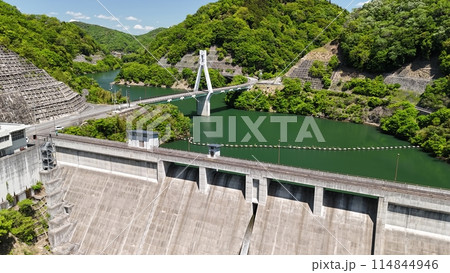 広島県竹原市_貯水率100%【仁賀ダム】ドローン空撮_NIK_No28 広島県竹原市_貯水率100%【仁賀ダム】ドローン空撮_NIK_No28 114844946