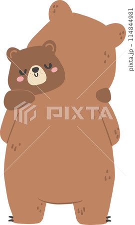 Retro fathers day bear with baby bear, showcasing a heartwarming moment between parent and child. 114844981