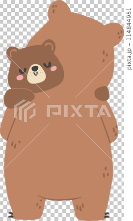 Retro fathers day bear with baby bear, showcasing a heartwarming moment between parent and child. 114844981