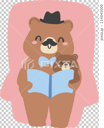Retro fathers day bear with baby bear, showcasing a heartwarming moment between parent and child. 114845000