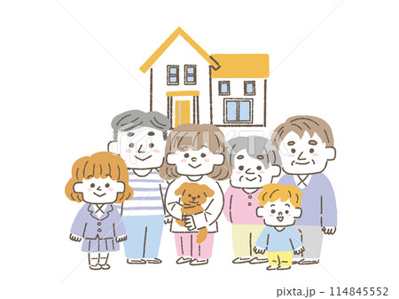 二世帯住宅に住む家族のイラスト 114845552