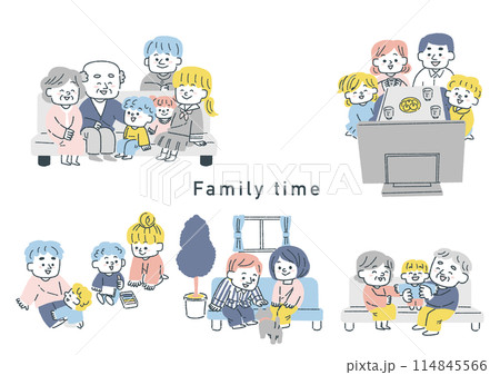 幸せな家族の時間のイラストセット 114845566