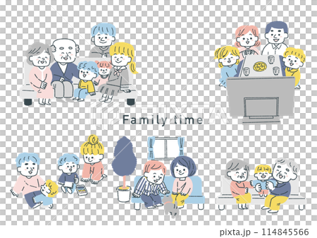 幸せな家族の時間のイラストセット 114845566