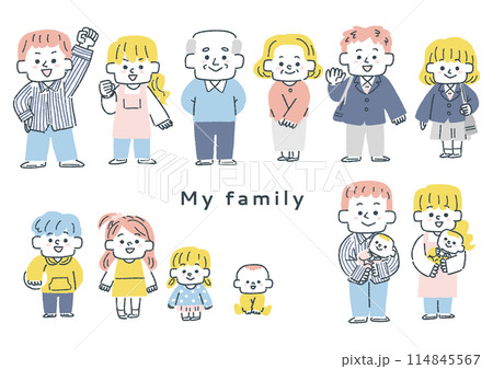 いろんな世代の人物アイコンのセット いろんな世代の人物アイコンのセット 114845567