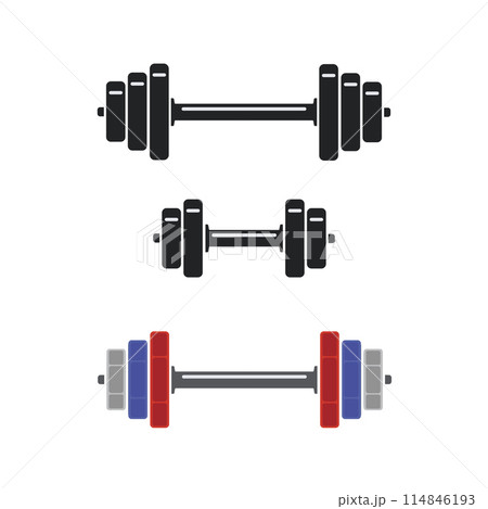 Set of dumbbells with weights. Sports equipment Set of dumbbells with weights. Sports equipment 114846193