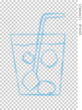 Illustration of a glass filled with a simple cold drink 114846621