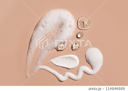 Face cleansing product swatches Face cleansing product swatches 114846889
