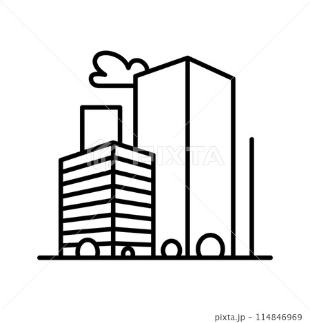 City buildings line icon. Office building, apartment house, business area. Urban life concept. Can be used for topics like town, big city, architecture or logo 114846969