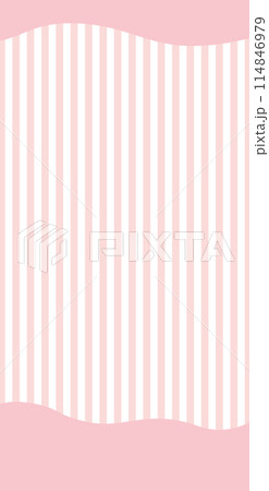 ストライプパターンとウェーブの縦長バナーフレーム/ピンク 114846979