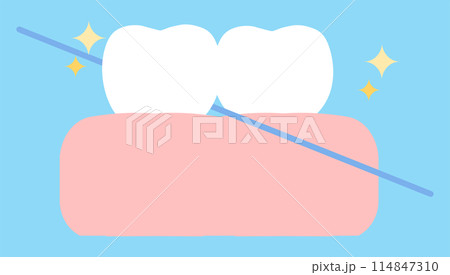 オーラル・デンタルケアのイラスト　フロス 114847310