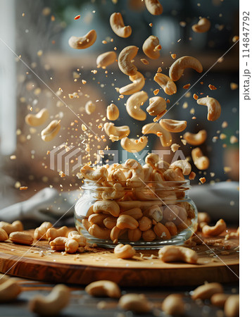 Dynamic captured of cashews in motion Dynamic captured of cashews in motion 114847792