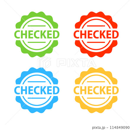 Checked stickers, Colorful label on white background Checked stickers, Colorful label on white background 114849090