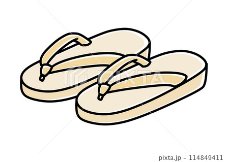 金色の草履のシンプルなイラスト 金色の草履のシンプルなイラスト 114849411