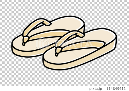 金色の草履のシンプルなイラスト 金色の草履のシンプルなイラスト 114849411