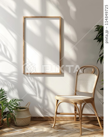 Mockup frame close up in minimal room interior background Mockup frame close up in minimal room interior background 114849725