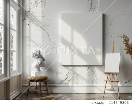 Canvas mockup in modern art drawing studio Canvas mockup in modern art drawing studio 114849868