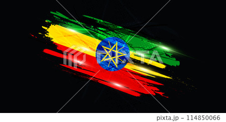 Flag of Ethiopia in Brush Paint Style with Grunge Concept Flag of Ethiopia in Brush Paint Style with Grunge Concept 114850066