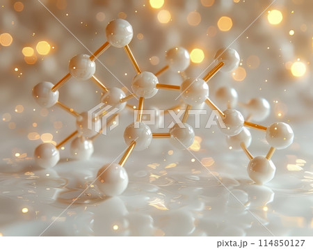 Cosmetic Essence, Liquid bubble, Molecule inside Liquid Bubble on DNA background, 114850127