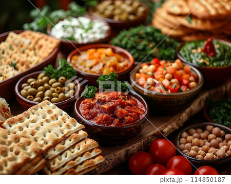 Pesach Festivities: Table Decked Out for Cultural Celebration Pesach Festivities: Table Decked Out for Cultural Celebration 114850187