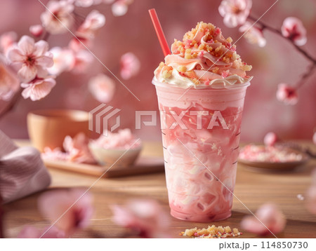 Coffee Take Away Cup Spring drinking Creme Frappuccino 114850730