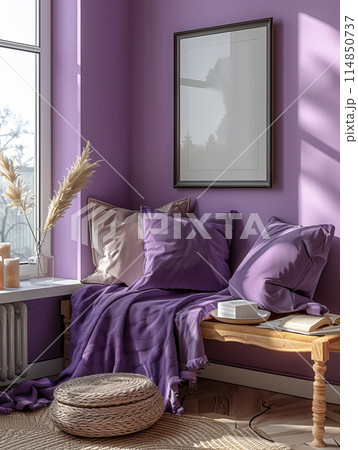 Chair complements walls in a harmonious living room design and frame mockup Chair complements walls in a harmonious living room design and frame mockup 114850737