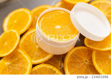 vitamin C in facial cream package concept 114851098