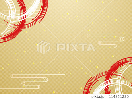 年賀状にも使える和柄モダンな水引フレーム背景素材金色 114851220