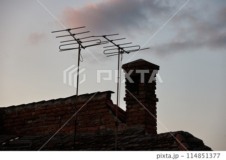Antenna on a roof Antenna on a roof 114851377