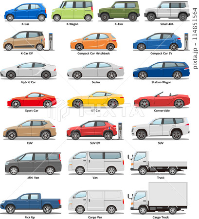 車種別 ボディタイプ別 車のイラスト 114851564