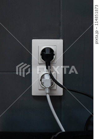 Electric Socket Closeup Wall Outlet 114851873