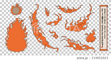 Ukiyo-e style flame effect set. 114852023